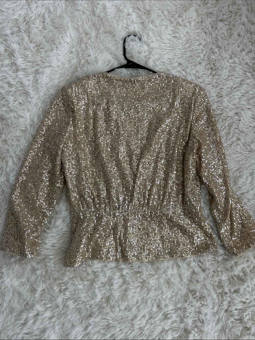 Sequin Wrap Top in Champagne Gold - Picture 4 of 4